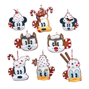Disney Ornament Set of 8 Mickey Mouse & Friends Cocoa Mugs Donald Daisy Minnie